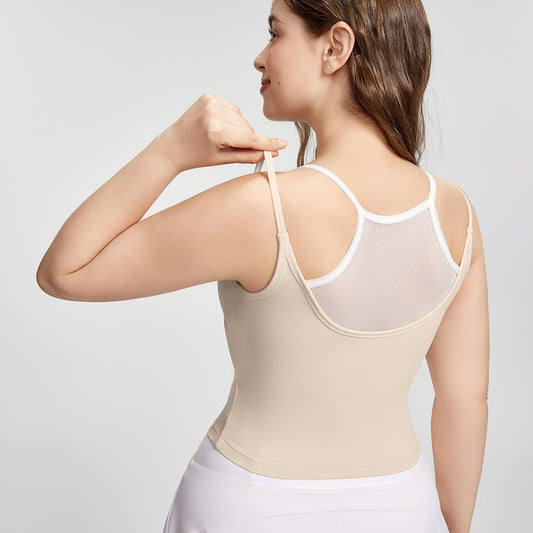 Large size camisole women's outer wear fake two-piece contrasting color Pilates yoga clothes