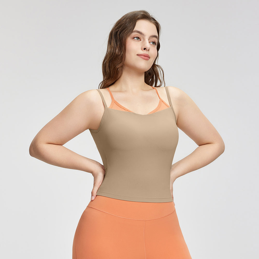 Large size camisole women's outer wear fake two-piece contrasting color Pilates yoga clothes Featherun