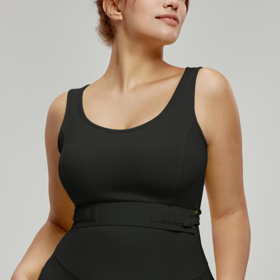 Waist-adjustable yoga vest with chest pads back-beautifying sports vest to cover side breasts Featherun