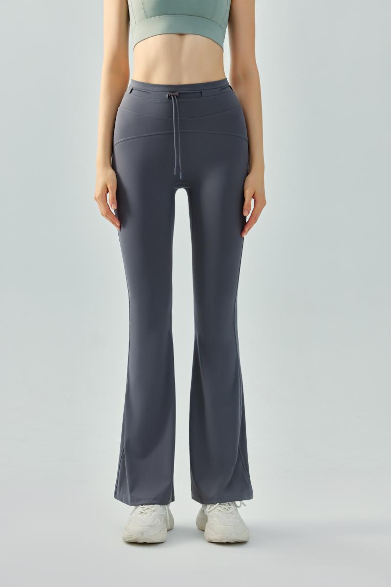 High-waisted drawstring flared pants nude-feeling slim-fitting yoga pants for women Featherun