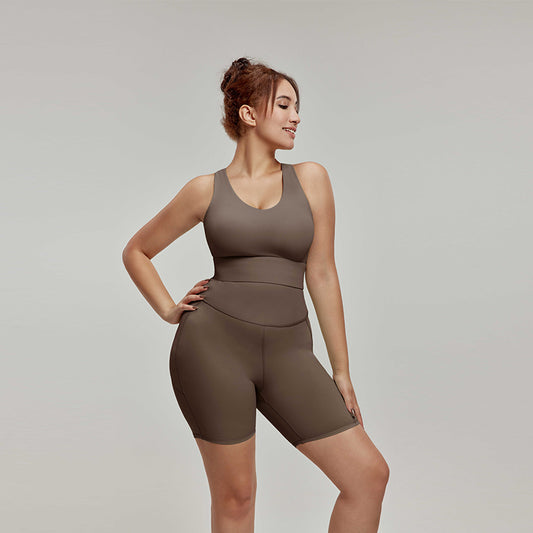 Shock-proof fixed cup to cover secondary breasts, enlarged yoga wear bra fitness vest