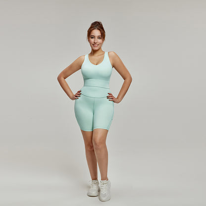 Shock-proof fixed cup to cover secondary breasts, enlarged yoga wear bra fitness vest