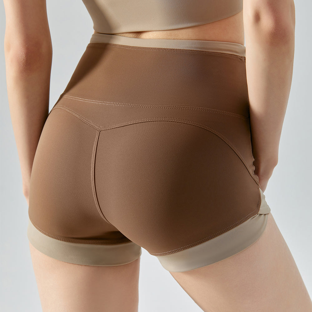 Girl Yoga shorts  nude-feeling peach sports shorts  fitness gym wear