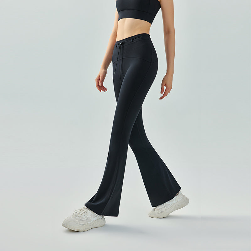 High-waisted drawstring flared pants nude-feeling slim-fitting yoga pants for women