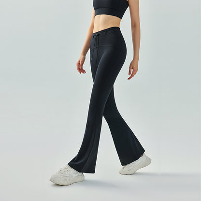 High-waisted drawstring flared pants nude-feeling slim-fitting yoga pants for women