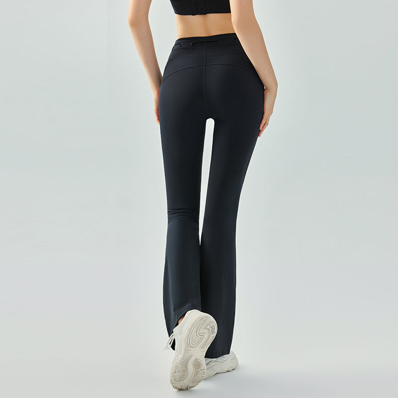 High-waisted drawstring flared pants nude-feeling slim-fitting yoga pants for women