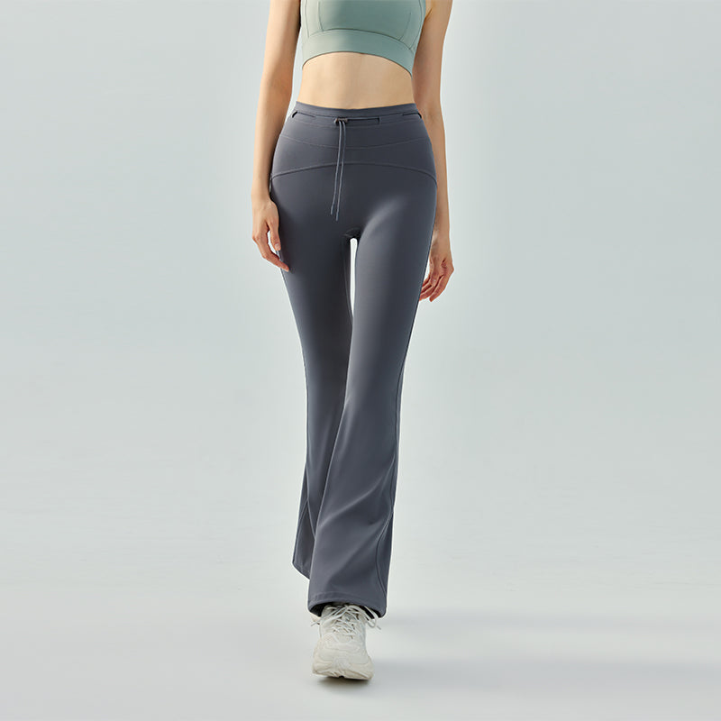 High-waisted drawstring flared pants nude-feeling slim-fitting yoga pants for women