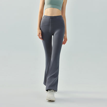 High-waisted drawstring flared pants nude-feeling slim-fitting yoga pants for women
