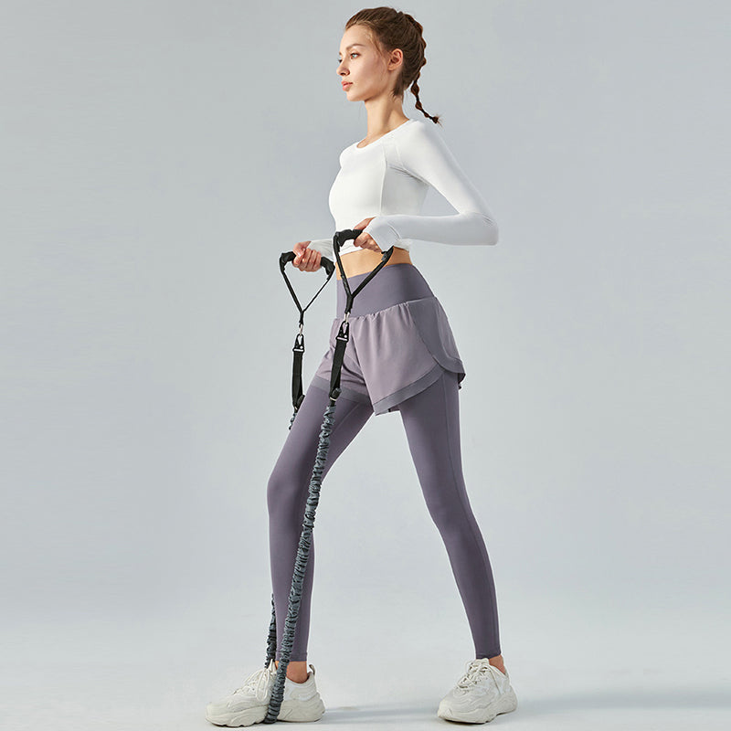 Two Piece  dress Pants Women's Thin High Waist Hip Lifting Sports Fitness Pants Featherun