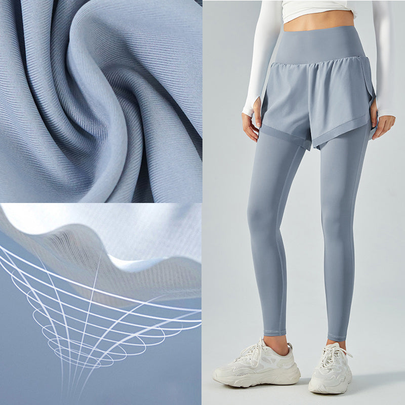 Two Piece  dress Pants Women's Thin High Waist Hip Lifting Sports Fitness Pants Featherun