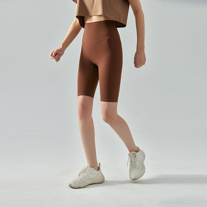 Nude-feeling Cool tight pant cycling butt-lifting fitness high-waisted sports shorts