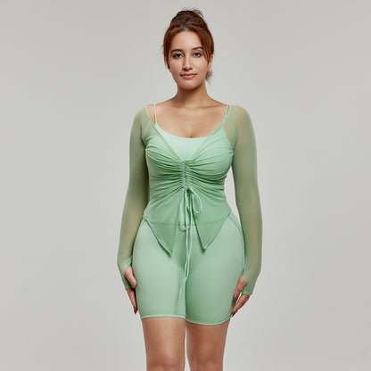 Yoga tops  blouses  waist slimming  long sleeves breathable shirt