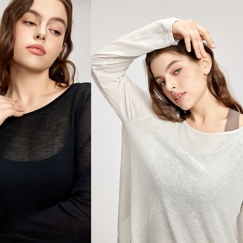 Loose large size yoga wear for women cross-border girls sports blouse long-sleeved fat top