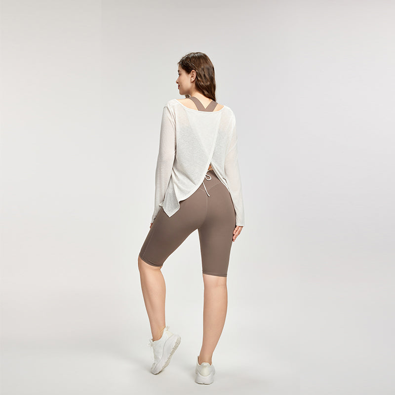 Loose large size yoga wear for women cross-border girls sports blouse long-sleeved fat top