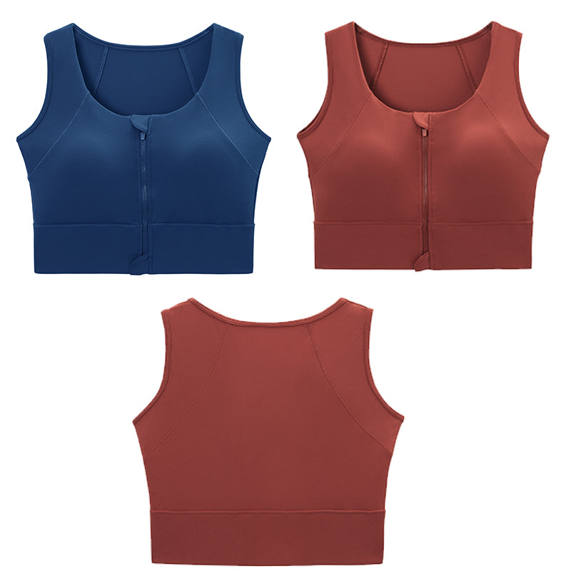 Zipper bra plus size yoga vest water drop cup fat sports bra