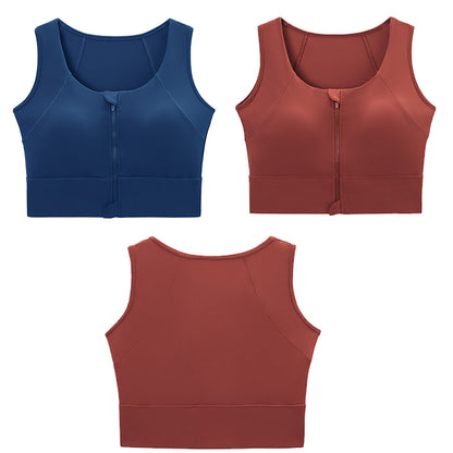 Zipper bra plus size yoga vest water drop cup fat sports bra