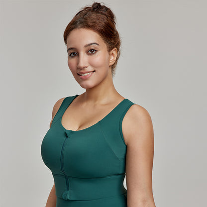 Zipper bra plus size yoga vest water drop cup fat sports bra