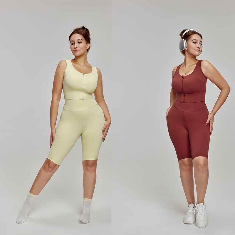 Zipper bra plus size yoga vest water drop cup fat sports bra