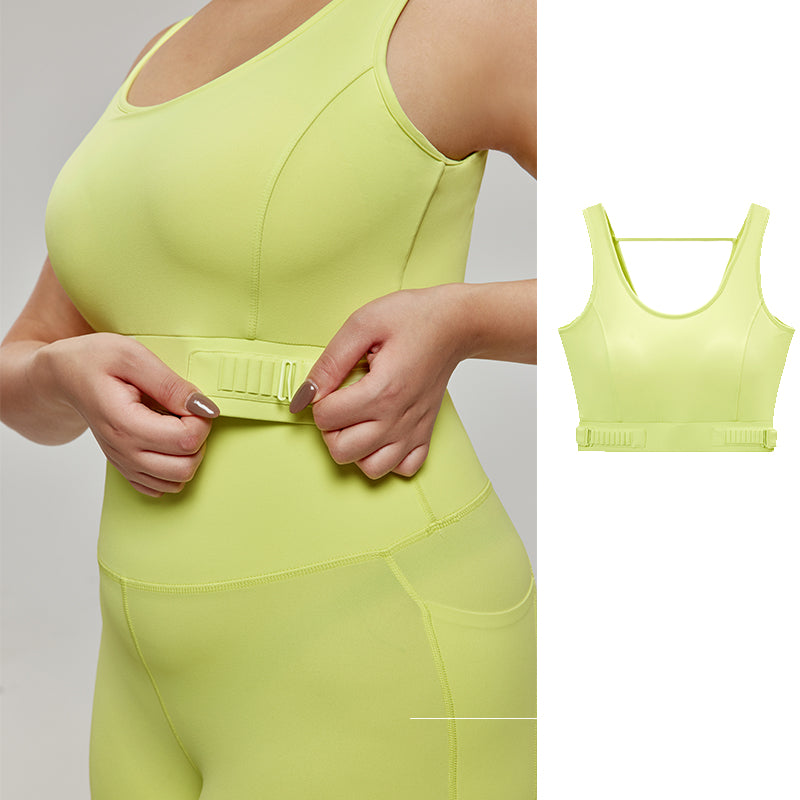 Waist-adjustable yoga vest with chest pads back-beautifying sports vest to cover side breasts
