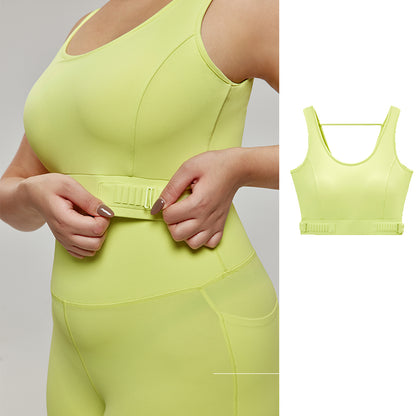 Waist-adjustable yoga vest with chest pads back-beautifying sports vest to cover side breasts