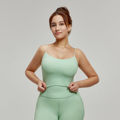 Large size  thin straps camisole with padded women's fitness bra