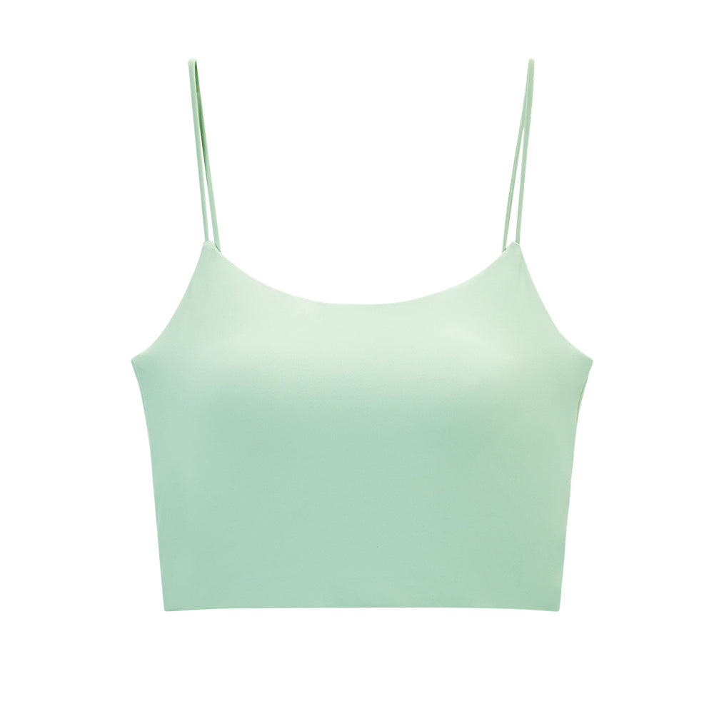 Large size  thin straps camisole with padded women's fitness bra