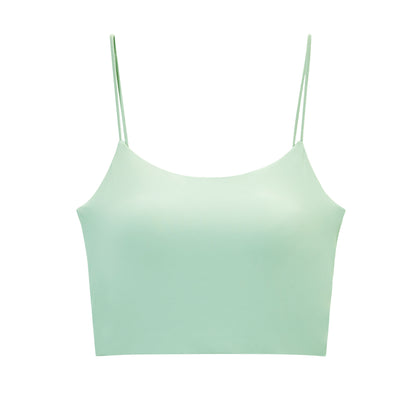 Large size  thin straps camisole with padded women's fitness bra