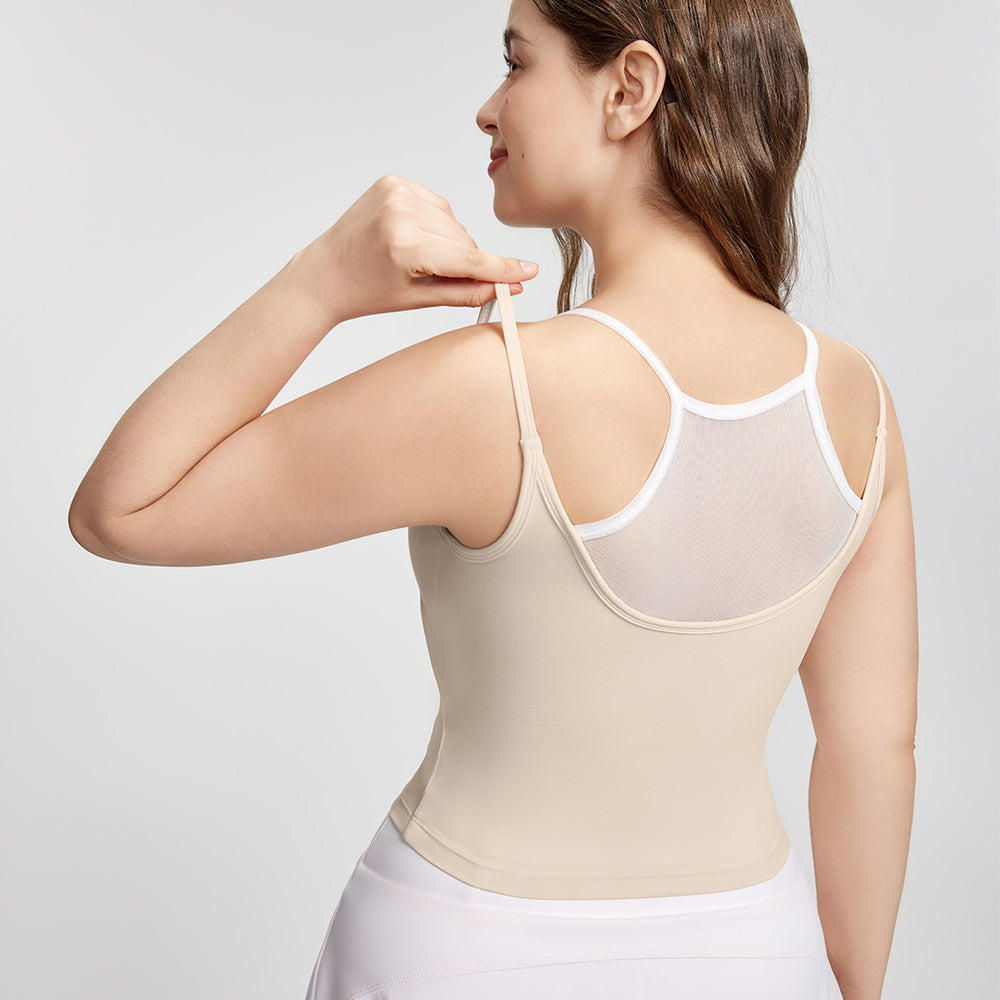 Large size camisole women's outer wear fake two-piece contrasting color Pilates yoga clothes