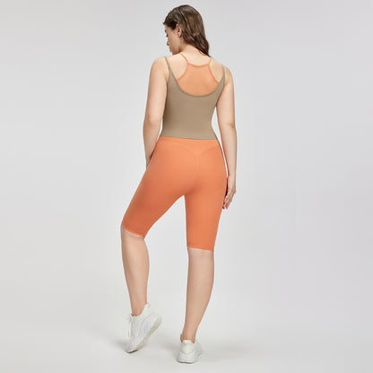 Large size camisole women's outer wear fake two-piece contrasting color Pilates yoga clothes