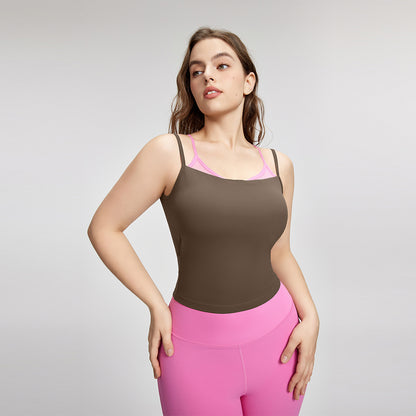 Large size camisole women's outer wear fake two-piece contrasting color Pilates yoga clothes