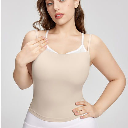 Large size camisole women's outer wear fake two-piece contrasting color Pilates yoga clothes