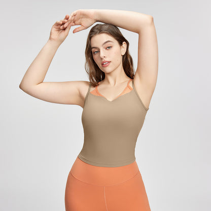 Large size camisole women's outer wear fake two-piece contrasting color Pilates yoga clothes