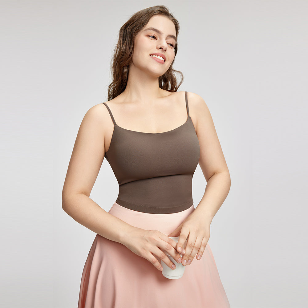 Nude plus size yoga vest with breast pads and slim shoulder straps for beautiful back