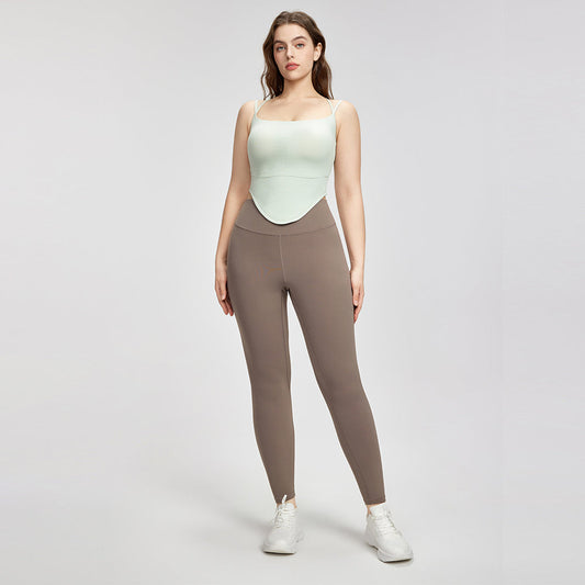 Ribbed Yoga External Wear Large Breast Pad Fake Two-piece  camisole Women Featherun