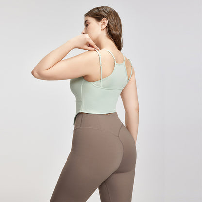 Ribbed Yoga External Wear Large Breast Pad Fake Two-piece  camisole Women