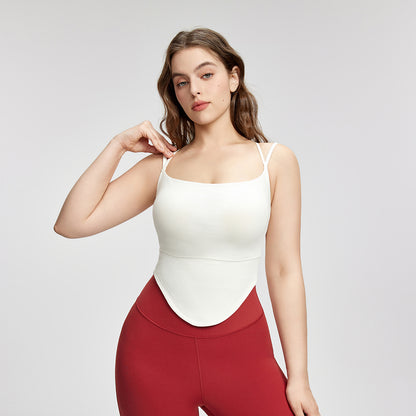 Ribbed Yoga External Wear Large Breast Pad Fake Two-piece  camisole Women