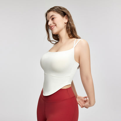 Ribbed Yoga External Wear Large Breast Pad Fake Two-piece  camisole Women