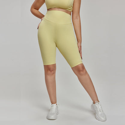 Large size sports Fifth shorts high waist 7A antibacterial cycling pants girl yoga pant Featherun