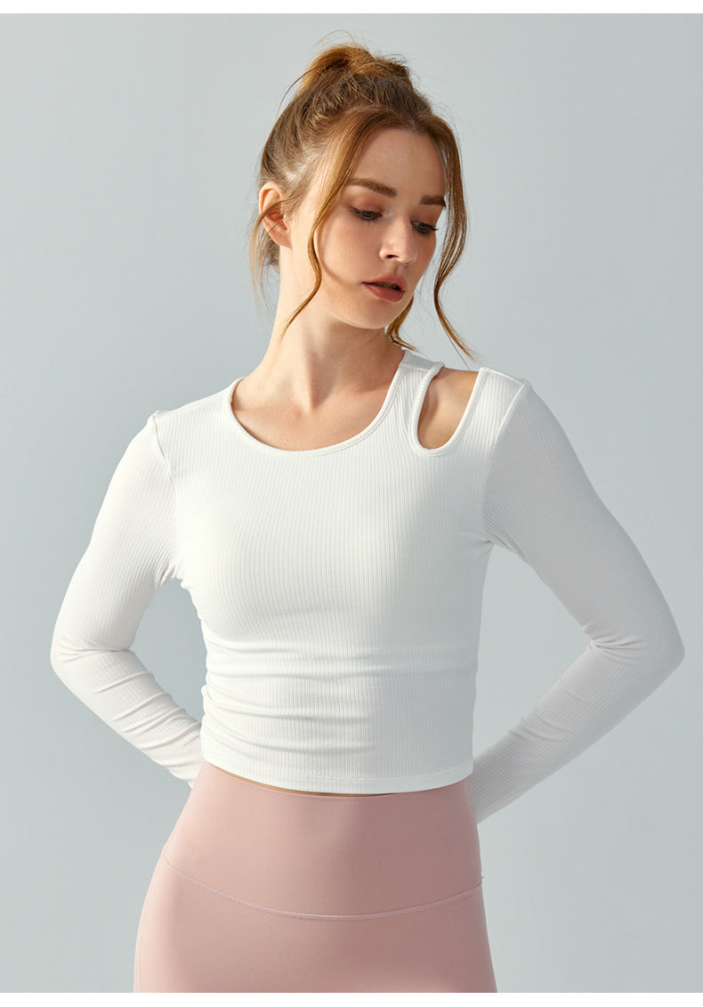 Strip Slim Fit Yoga Wear Long Sleeve Women Outerwear Running Jumping shirt Featherun