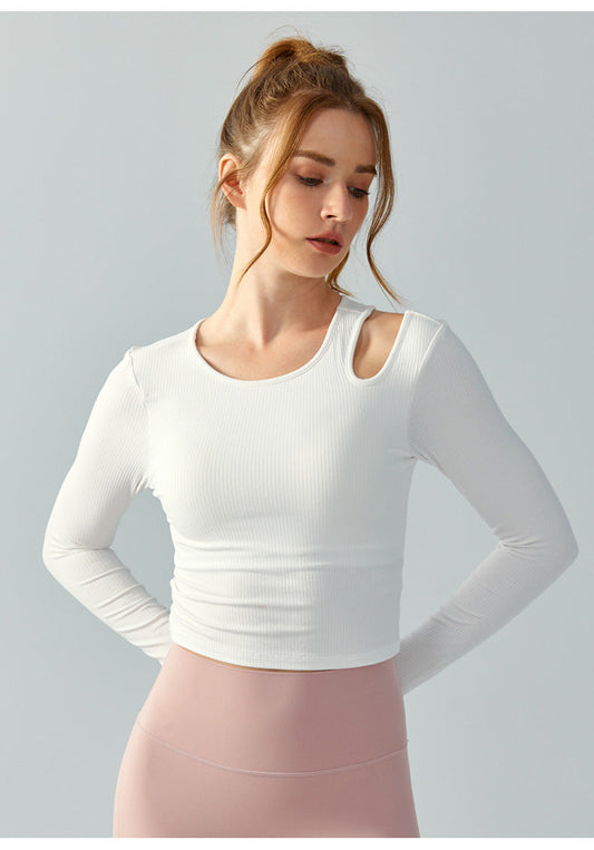 Strip Slim Fit Yoga Wear Long Sleeve Women Outerwear Running Jumping shirt Featherun