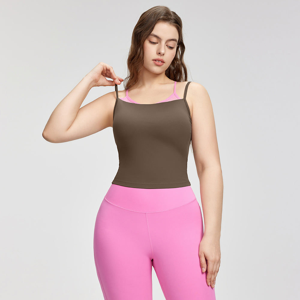 Large size camisole women's outer wear fake two-piece contrasting color Pilates yoga clothes