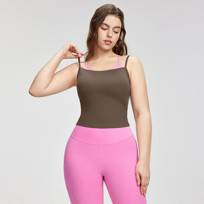 Large size camisole women's outer wear fake two-piece contrasting color Pilates yoga clothes