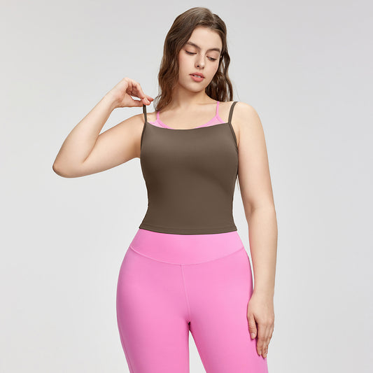 Large size camisole women's outer wear fake two-piece contrasting color Pilates yoga clothes