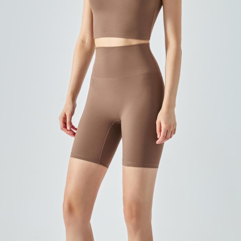 Yoga shorts summer high-waisted seamless fitness sports tight capris yoga long shorts Featherun