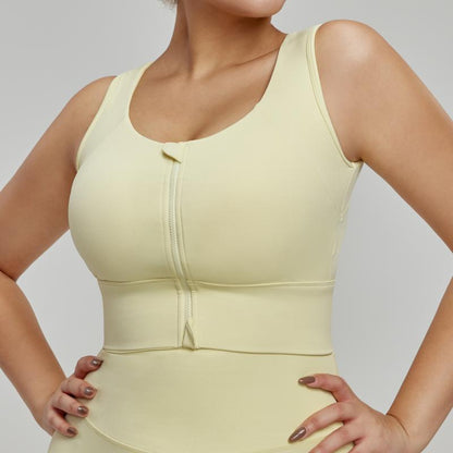 Zipper bra plus size yoga vest water drop cup fat sports bra
