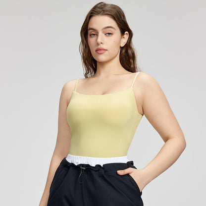 Nude plus size yoga vest with breast pads and slim shoulder straps for beautiful back