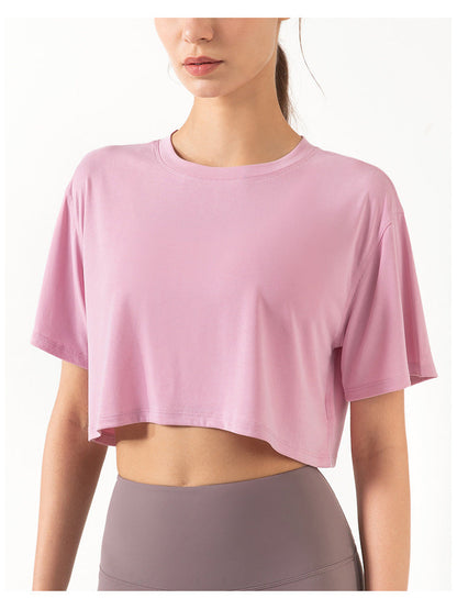 Summer Tops women running exercises midriff-baring short sleeve T-shirts Featherun