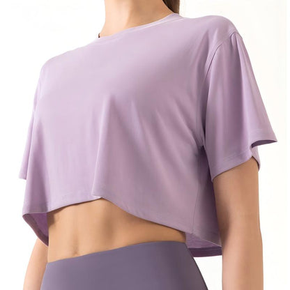Summer Tops women running exercises midriff-baring short sleeve T-shirts Featherun