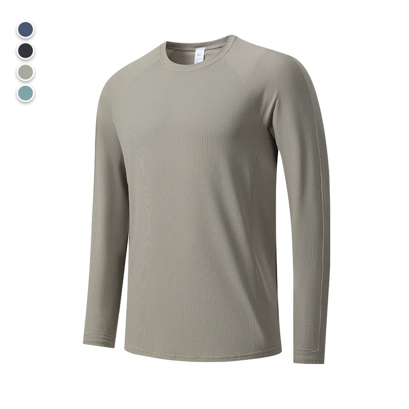 Men's Ice Silk Long Sleeve Sports T-Shirt Quick Dry  Stretch  Outdoor Training Featherun