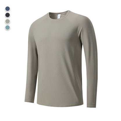 Men's Ice Silk Long Sleeve Sports T-Shirt Quick Dry  Stretch  Outdoor Training Featherun